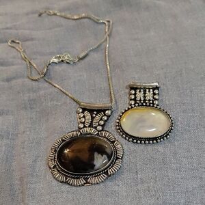 Elegant Silver and Black Pendant Necklace